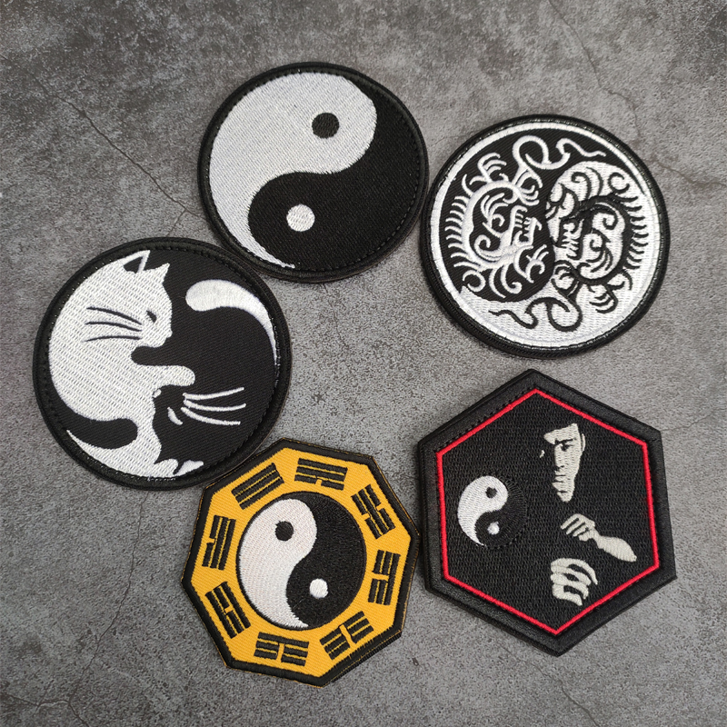 Tai Chi Gossip Badge Pappachi Cat Yin Yang Kung Fu China Tai Chi Dragon Personality Embroidery Arm Zhang Repair Program Magic Sticker