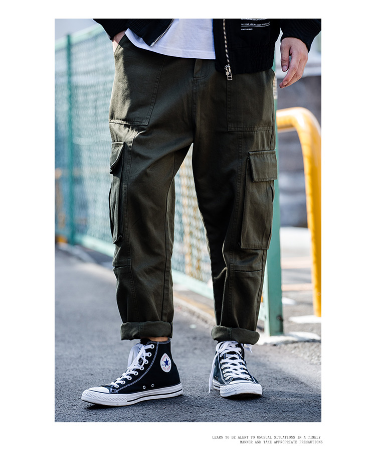 KHÔNG PHẢI thương hiệu mùa thu và ngày đông thủy triều thẳng retro bỏ túi Hàn Quốc overalls quần dài nam giản dị quần đũi nam cao cấp