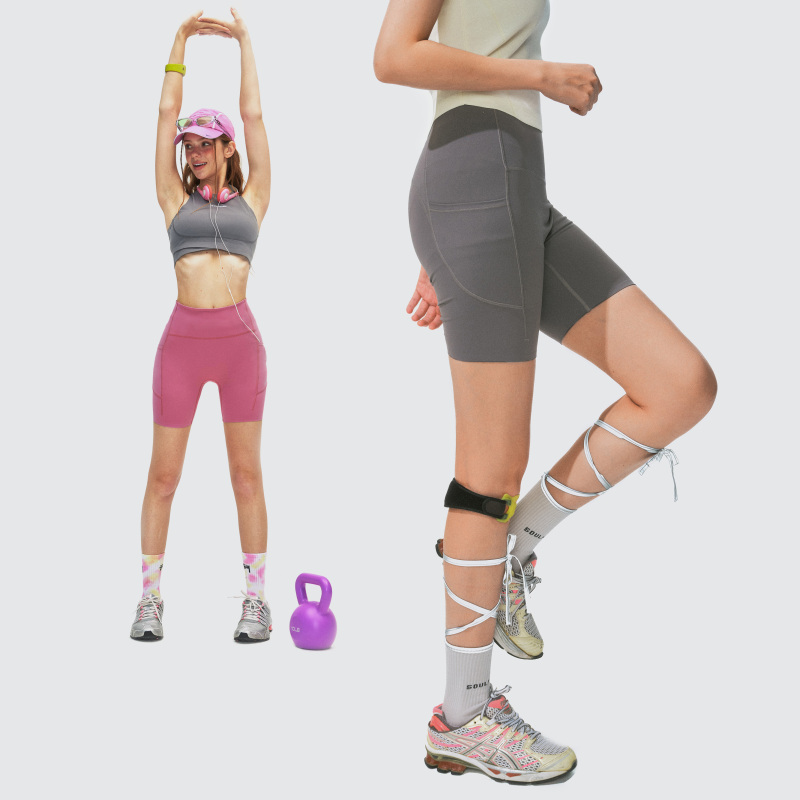 Monterest Outdoor Moisture-Wicking, Quick-Drying, Cooling Sports Arc-Cut Pocket Four-Point Yoga Pants