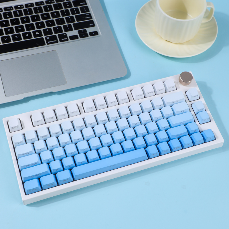 Kcpmaster Original Color - Clear Sky Keycaps Translucent Pbt Side-Engraved Oem Simple Gradient 688796 Keyboard Mechanical