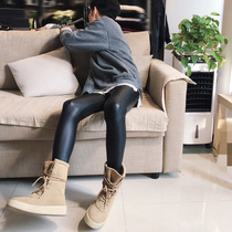 Mens imitation leather wear black elastic tight leather pants hairdresser casual youth can wear low waist trousers