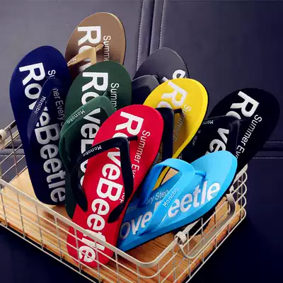 Men's Flip-flops English color-setting sandals Slipper feet non-slip thick bottom flat heel flat bottom summer light and thin sandals