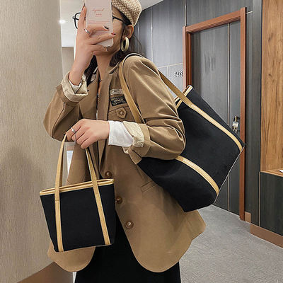 Large-capacity single-shoulder canvas bag for women, 2023 new style commuting simple tote bag, retro and versatile college student class bag