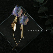 YIHE 原创设计温柔甜美度假风个性小众幻彩镭射花片长款耳坠