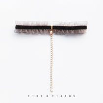 YIHE French elegant vintage purple brown velvet pearl choker Girl gift temperament necklace necklace