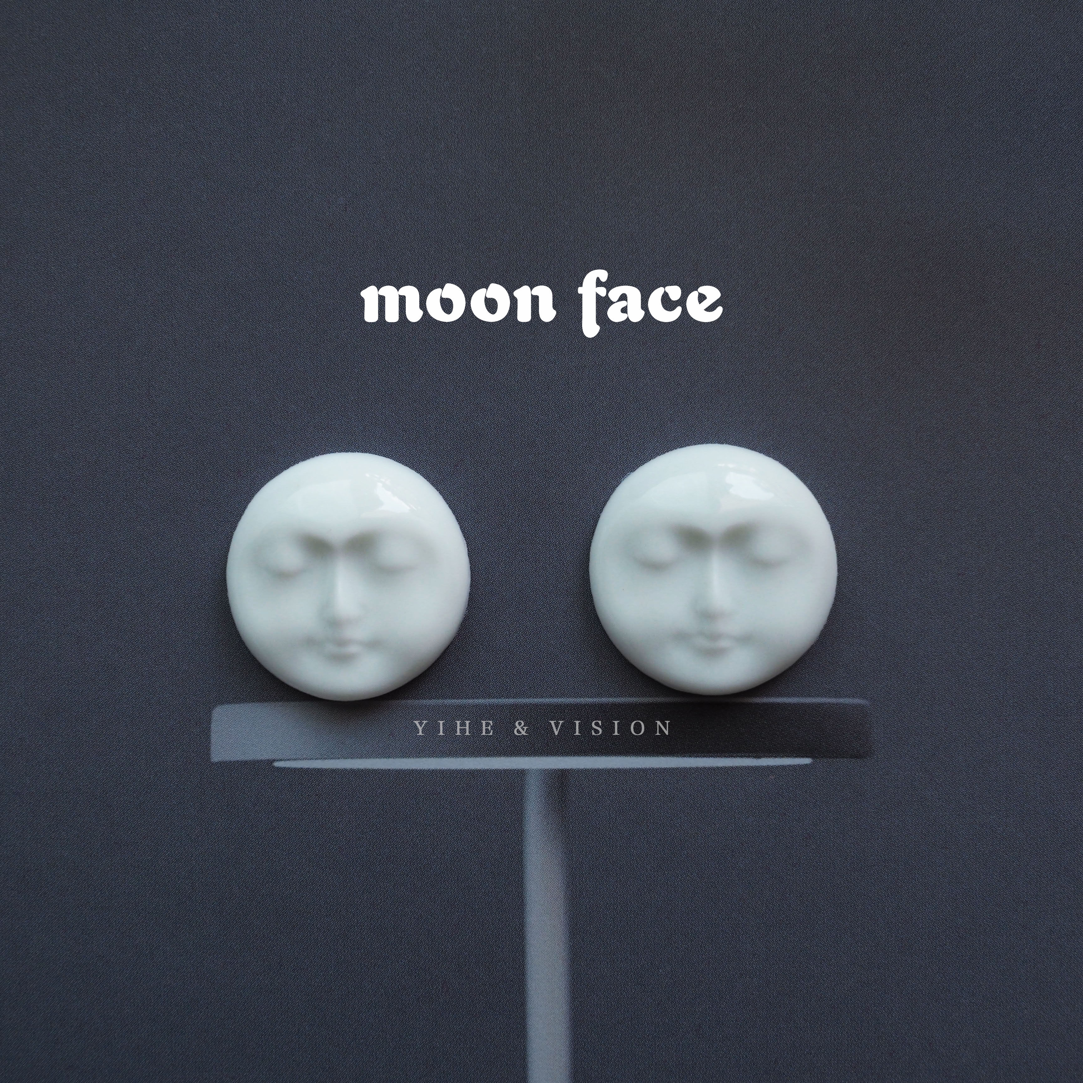 YIHE (Moon Face) Moon Face Extremely Brief Temperament Retro Ceramic 925 Silver Ear Nail