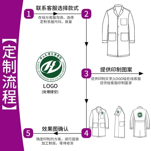 Белый халат для школьников, униформа врача, лонгслив, с печатью вашего логотипа