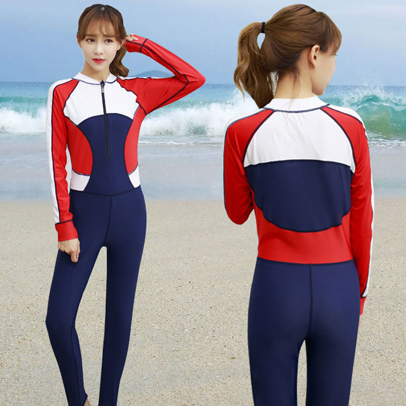 Dive suit female sleeve sun-proof swimsuit conjunction Korean swimming jellyfish snorkeling surf suit male split couple suit