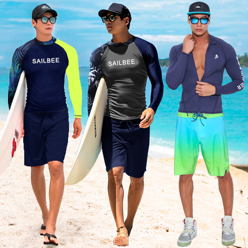Men's long-sleeved swimsuit sunscreen quick-drying wetsuit two-piece jellyfish suit snorkeling suit high-elastic surfing suit trousers suit