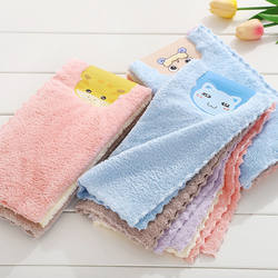 Coral Velvet Saliva Towel for Children and Infants, Soft and Absorbent Baby Face Washcloth, Small Square Towel, Cartoon Bath Towel