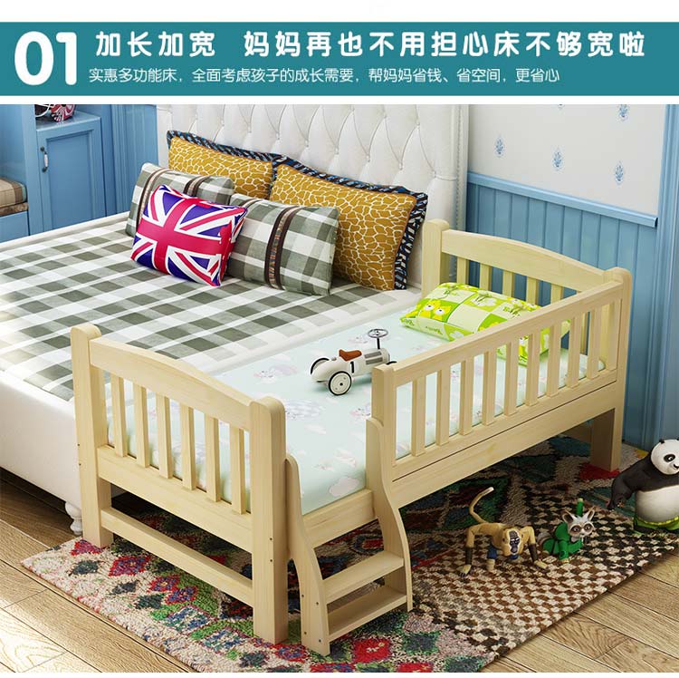 Tùy chỉnh guardrail giường cũi trẻ ghép giường mở rộng giường phụ kéo dài Diên Biên giường bé ngủ trẻ em với giường gỗ rắn - Giường giường tầng người lớn