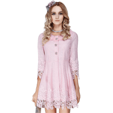 木 帛 2018 Mùa Thu Thời Trang Lady Coat Màu Rắn Ren Móc Hoa Silk Mosaic Slim Áo Gió Nữ H215 áo lông vũ