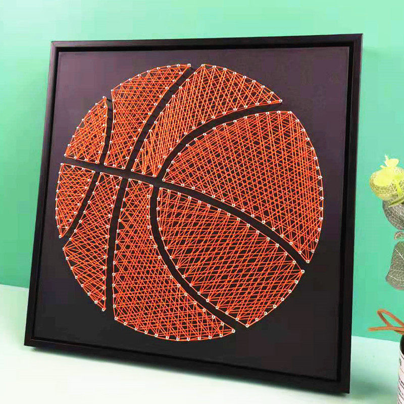 Basketball yarn painting nail yarn yarn winding table hanging wall decoration painting DIY handmade material pack