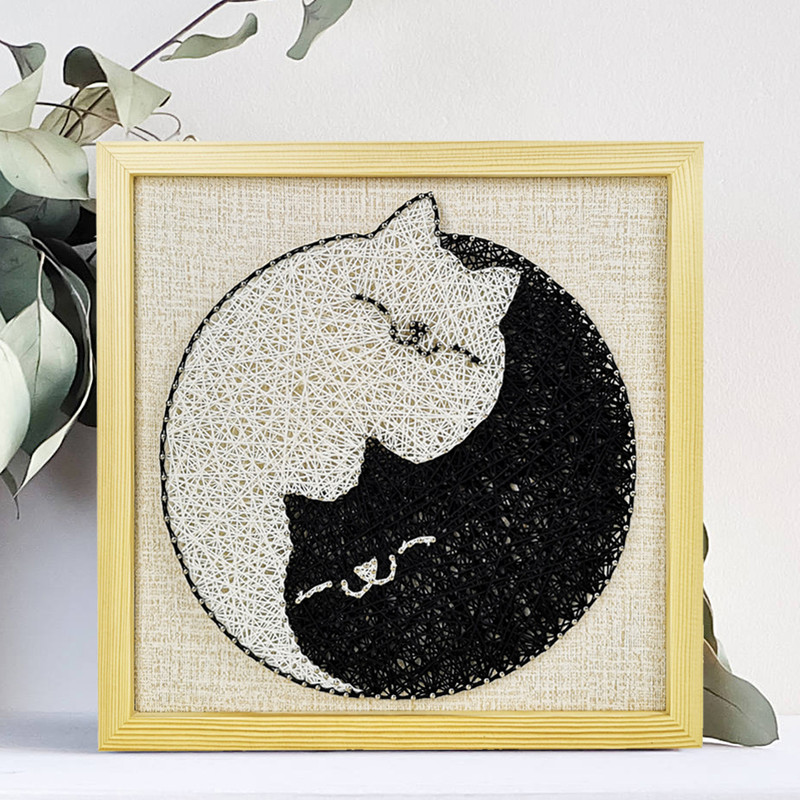 Nail painting cat ornaments Hand winding painting DIY production material package Creative decoration gift String silk painting hand made