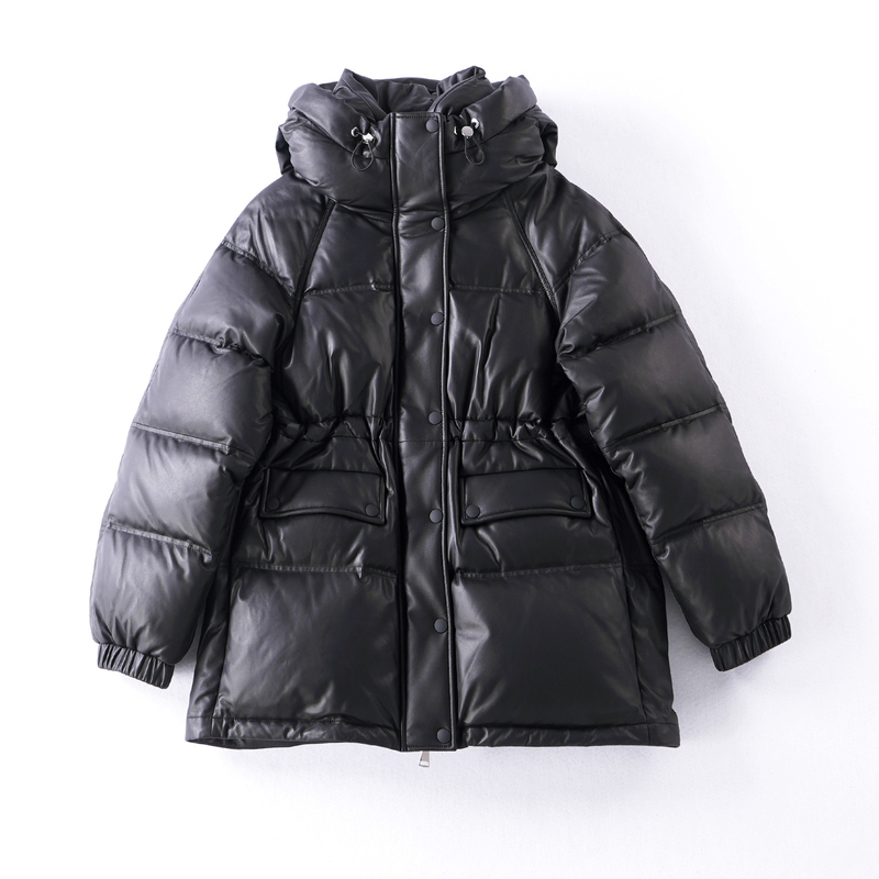 French High-End Brand Genuine Sheepskin Leather down Jacket for Women, Mid-Length Casual Loose Thickened Goose down Coat French High-End Brand Genuine Sheepskin Leather down Jacket for Women, Mid-Length Casual Loose Thickened Goose down Coat