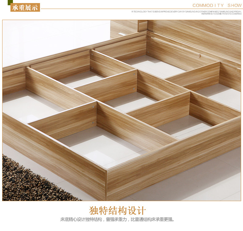 Hiện đại nhỏ gọn tấm giường 1.2 m 1.5 m 1.8 m giường đôi tatami hộp cao lưu trữ giường gỗ nối