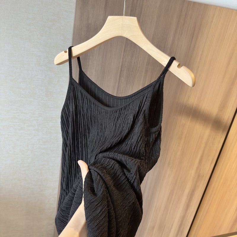 Lazy Style, Vertical Texture, Comfortable and Highly Elastic, Women's Casual Suspender Dress, Long Skirt, Little Black Dress, Summer
