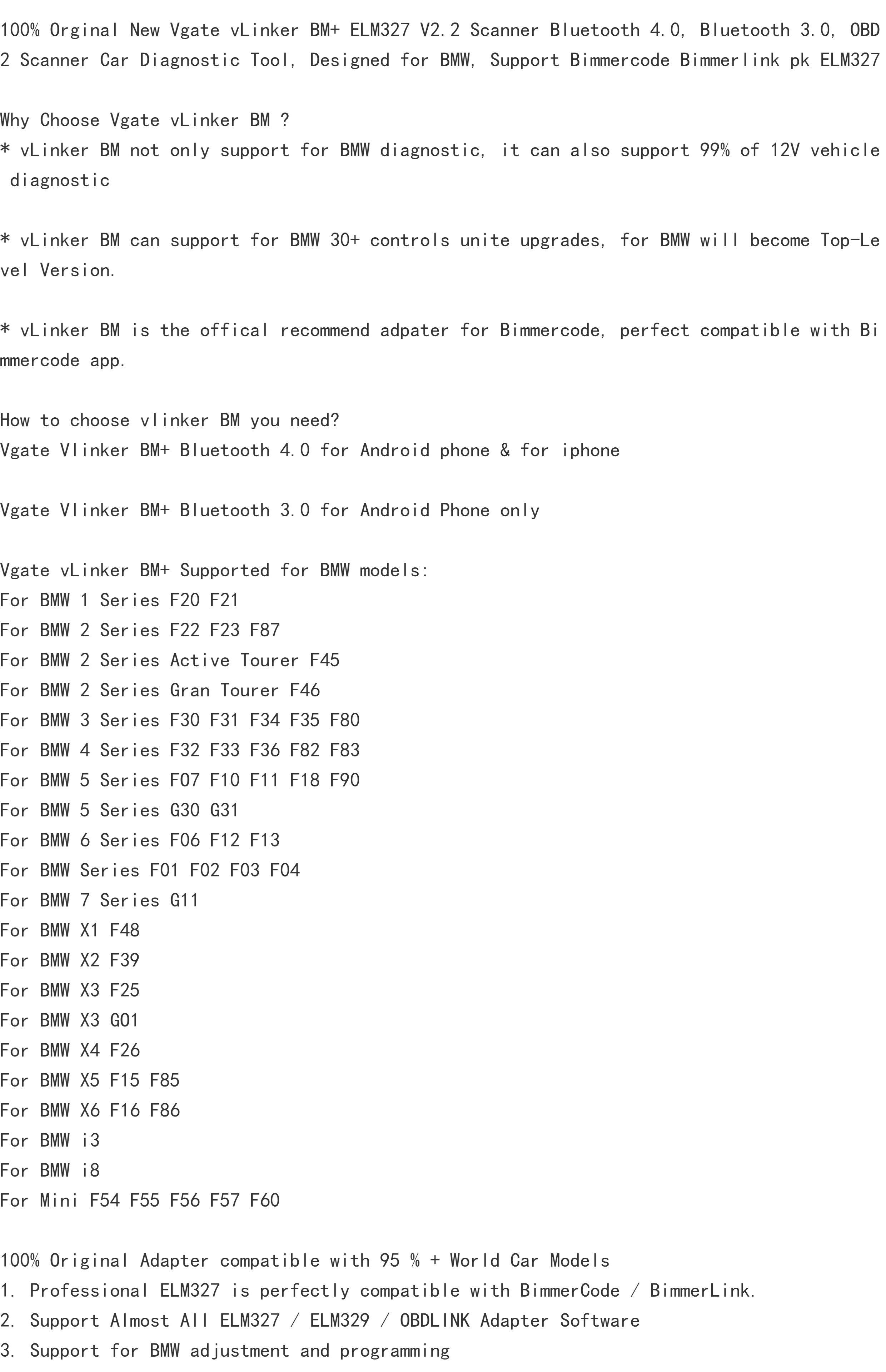 Vgate vLinker BM+ OBD2 Scanner for BMW Mini Coding - Product image 8