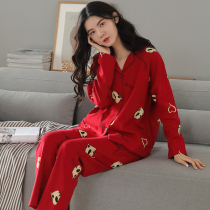 Sandro Vicari pyjamas womens spring autumn pure cotton 2021 New small subsenior sensation red home dress