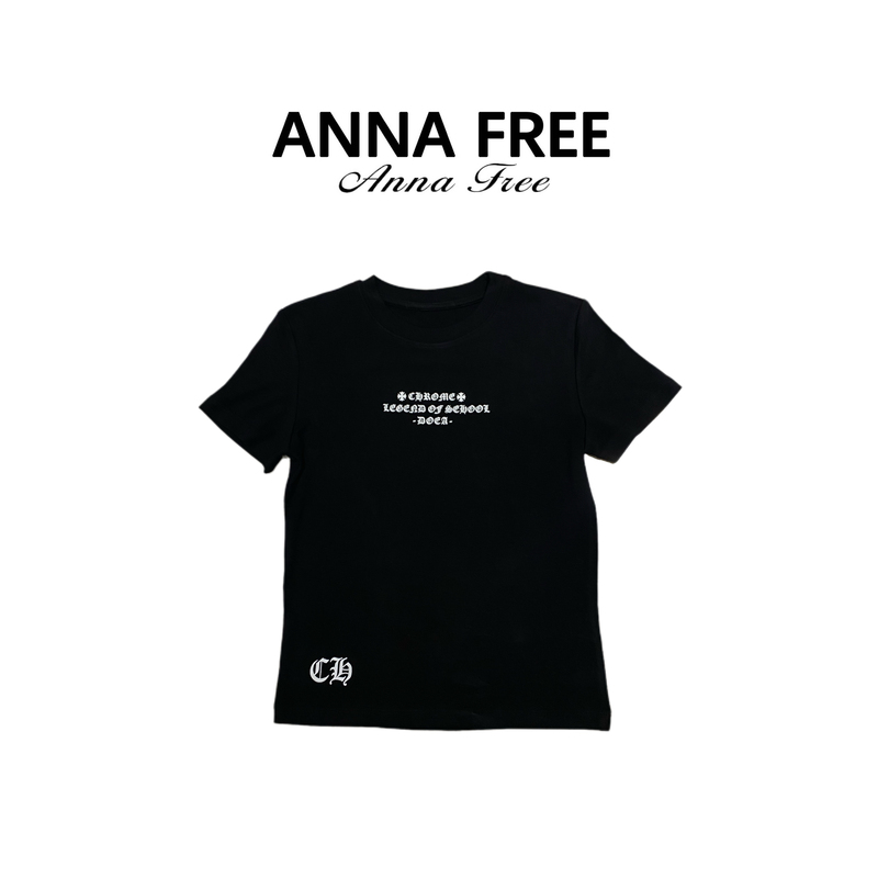 Anna Free New Summer Style Black Round Neck Fashionable Versatile Letter Printed Short-Sleeved Stylish T-Shirt Zct26836