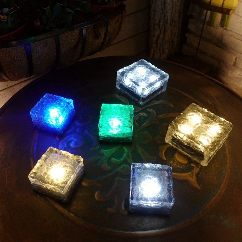 Ice Brick Solar Lamp Straw Terrace Light Stairs Light Floor Tiles Light White Light Blue Light Warm Yellow Waterproof LED