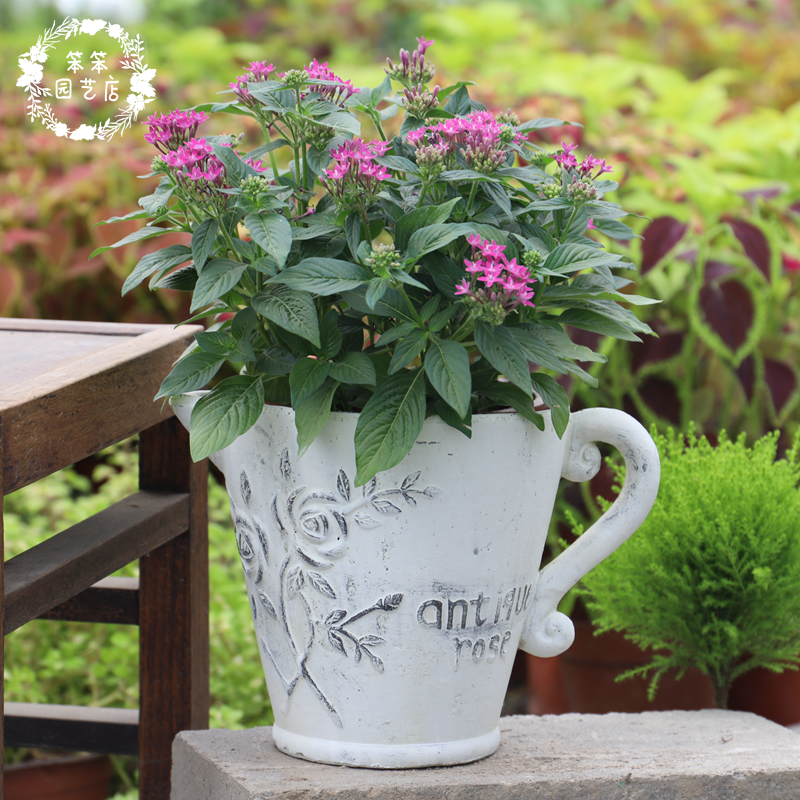 Erase White Retro Red Pottery Rose Single Make Pot Letter Cold Kettle Flower Pot Garden Grocery Wind Durable Breathable Basin