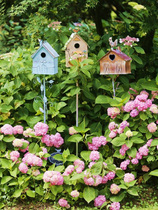 Iron vintage old bird house flower arrangement watering can garden decoration pergola garden lawn decoration