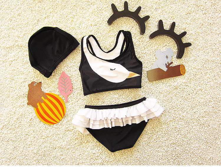 Cô gái Hàn Quốc bikini hoạt hình 1-3 bé chia nhỏ trẻ sơ sinh dễ thương áo tắm ba mảnh đồ bơi cho be gái 13 tuổi