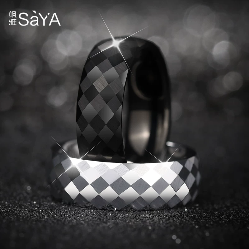 飒雅 Men Ring Ring Multi -cut Dalmon Cut Mosaic Tungsten Tungsten Steel Bulin Trend Fingering Women's Wild Noodle Ring