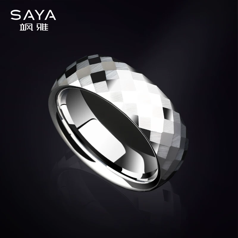 飒雅 Men Ring Ring Multi -cut Dalmon Cut Mosaic Tungsten Tungsten Steel Bulin Trend Fingering Women's Wild Noodle Ring