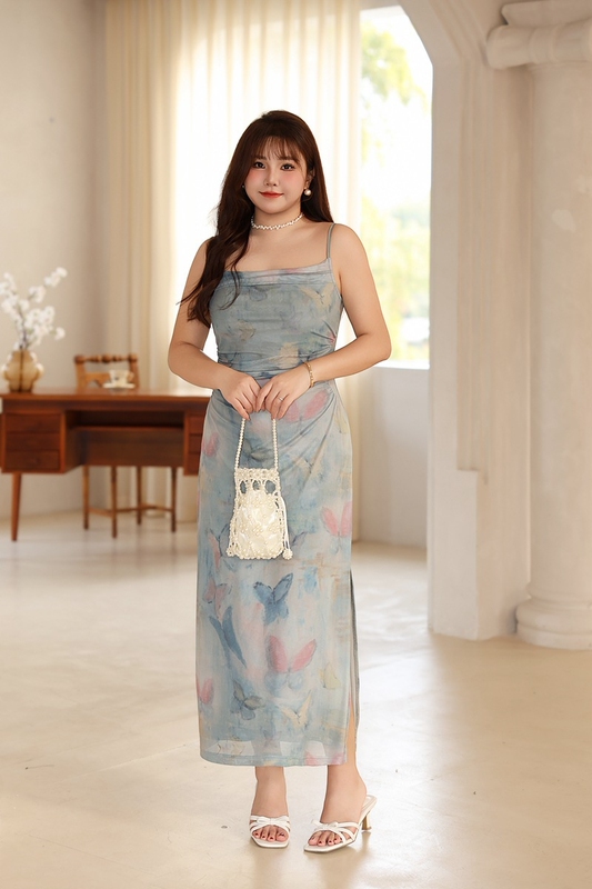 Fashionable Classic Plus-Size Women's Clothing for Fat Girls, Over-The-Knee Length Slimming Purple Suspender Dress, New Summer Style Dress Fashionable Classic Plus-Size Women's Clothing for Fat Girls, Over-The-Knee Length Slimming Purple Suspender Dress, New Summer Style Dress