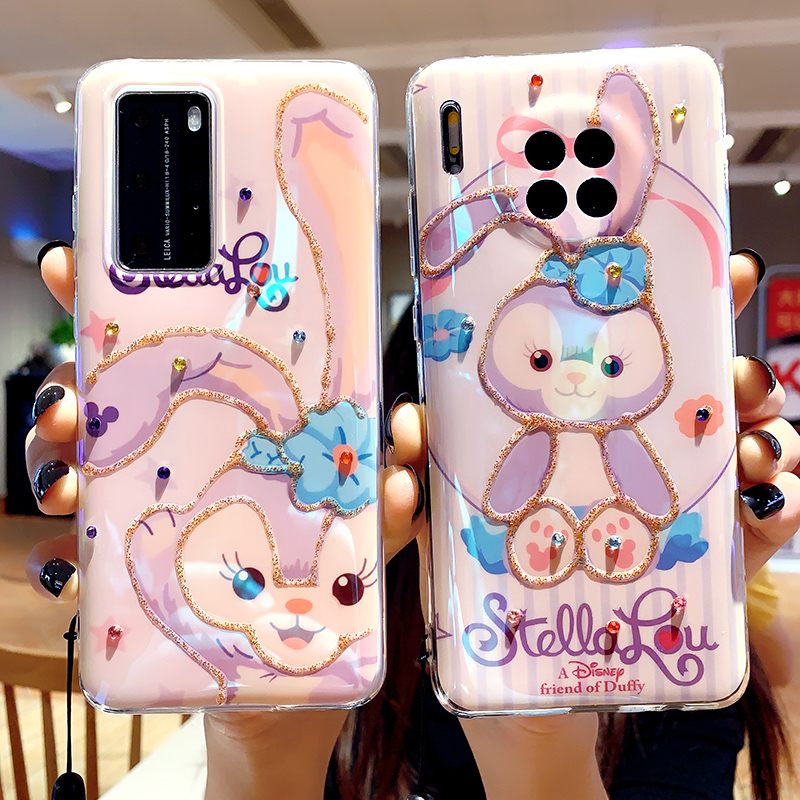 Applicable Huawei star della P50 mobile phone protective shell P30 flash powder mate40pro cute nova9 rabbit 8 7 hanging rope 6