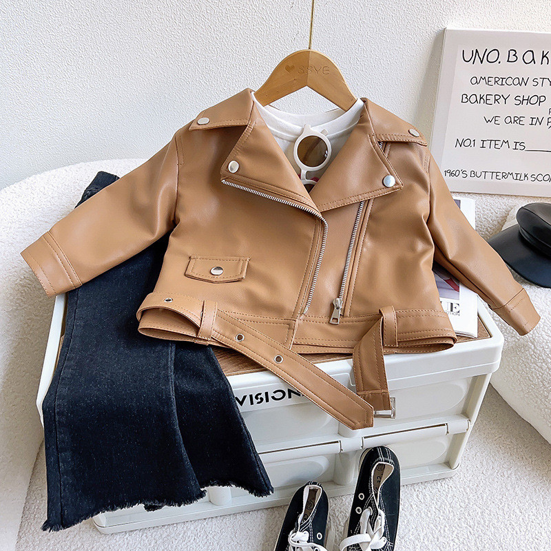 Girls' Fashionable Leather Jacket 2026 Autumn and Winter New Style Children's Fleece-Lined Thickened Leather Coat Baby Winter Warm Outerwear Trendy — 18