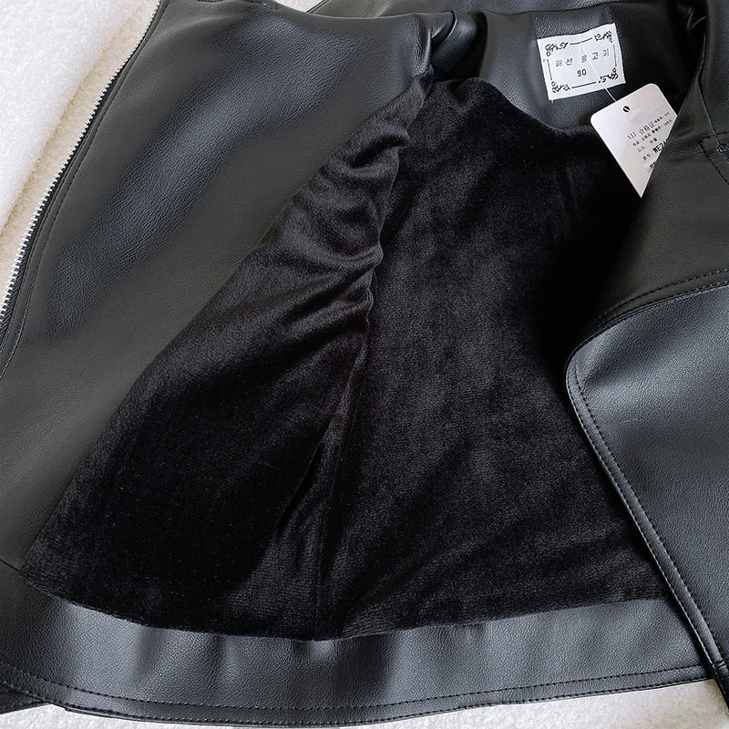 Girls' Fashionable Leather Jacket 2026 Autumn and Winter New Style Children's Fleece-Lined Thickened Leather Coat Baby Winter Warm Outerwear Trendy — 10