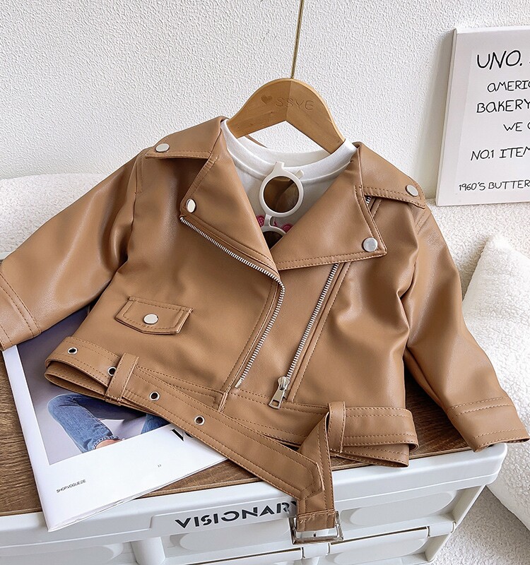 Girls' Fashionable Leather Jacket 2026 Autumn and Winter New Style Children's Fleece-Lined Thickened Leather Coat Baby Winter Warm Outerwear Trendy — 19