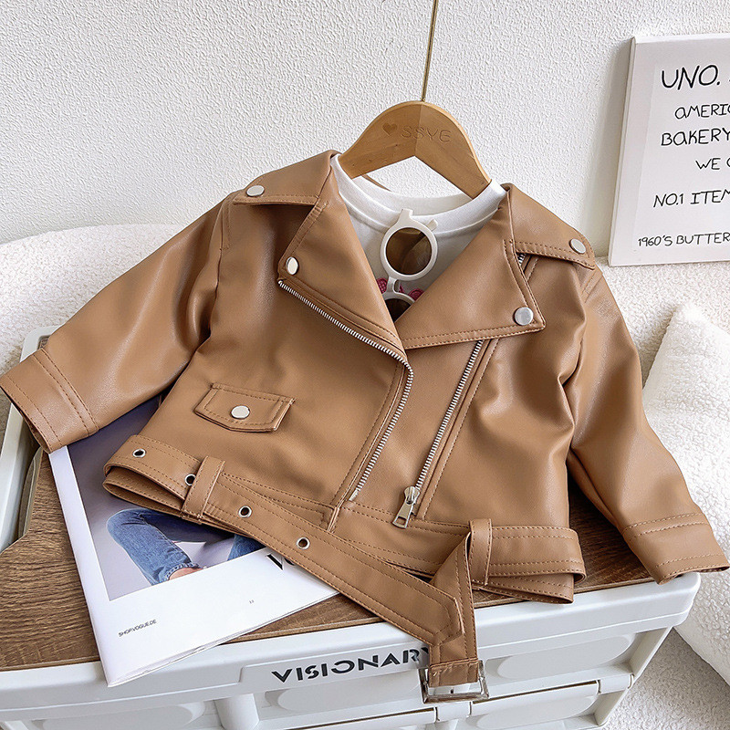 Girls' Fashionable Leather Jacket 2026 Autumn and Winter New Style Children's Fleece-Lined Thickened Leather Coat Baby Winter Warm Outerwear Trendy — 20