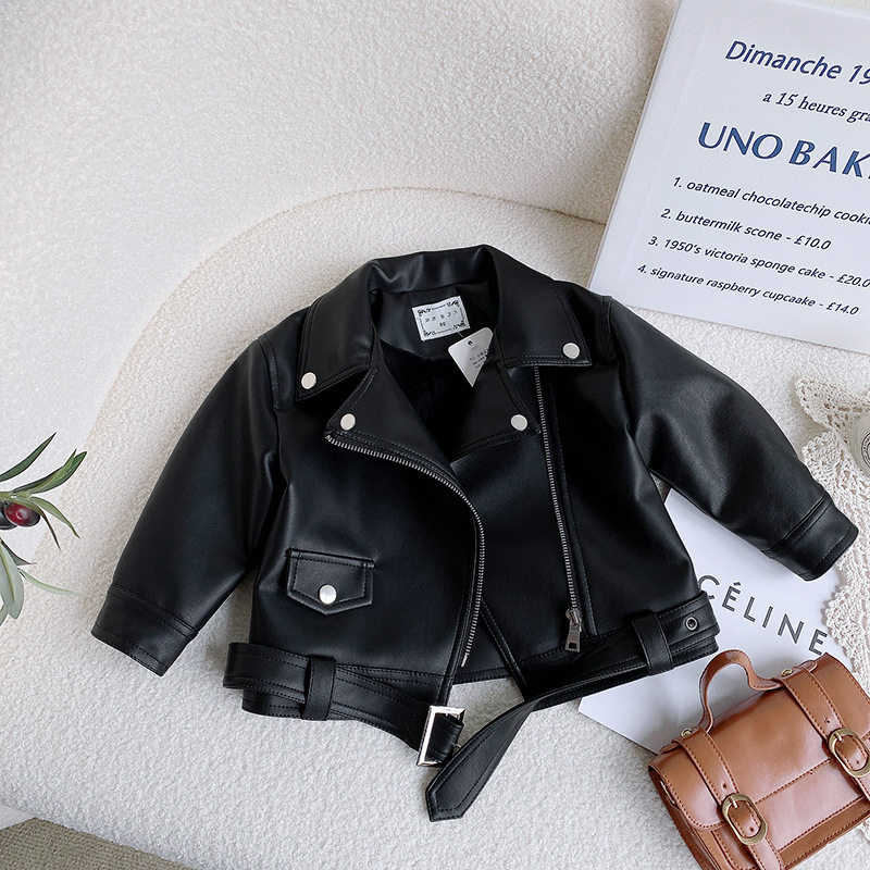 Girls' Fashionable Leather Jacket 2026 Autumn and Winter New Style Children's Fleece-Lined Thickened Leather Coat Baby Winter Warm Outerwear Trendy — 6