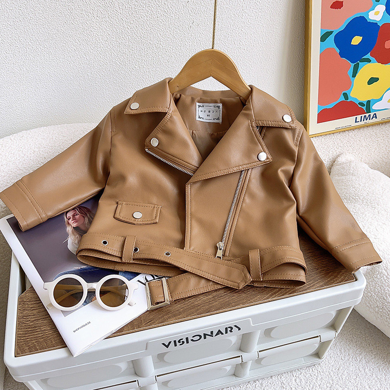 Girls' Fashionable Leather Jacket 2026 Autumn and Winter New Style Children's Fleece-Lined Thickened Leather Coat Baby Winter Warm Outerwear Trendy — 15