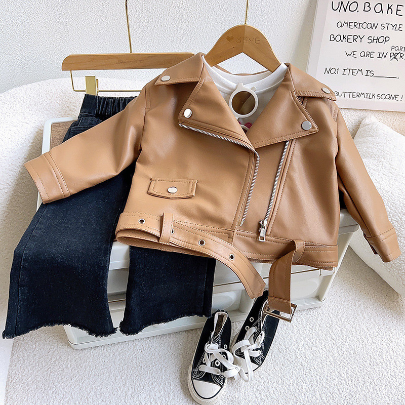 Girls' Fashionable Leather Jacket 2026 Autumn and Winter New Style Children's Fleece-Lined Thickened Leather Coat Baby Winter Warm Outerwear Trendy — 17