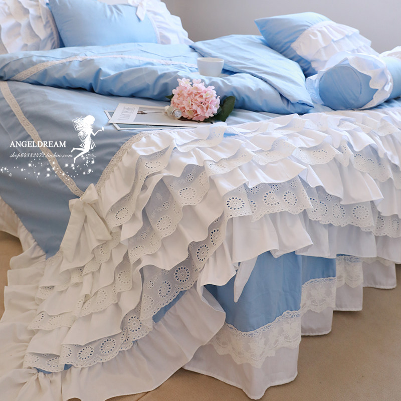 Imports from Europe and America to the United States of America and the United States of the Republic of China Korean version of the Korean version Princess All cotton Cotton Cake Bed bedding Pure cotton bed Skirt Four Pieces
