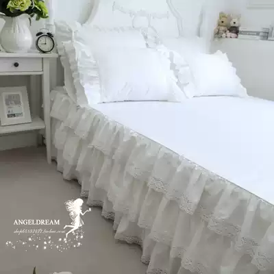 Imported European and American Korean version of 2020 princess cake lace edge heavy craft White tribute satin bedding cotton bed skirt
