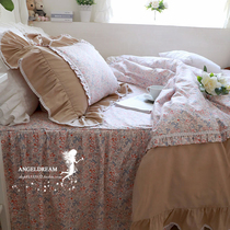 Imported European and American Korean style * retro small flowers * back court garden ruffles cotton bedding cotton four-piece set