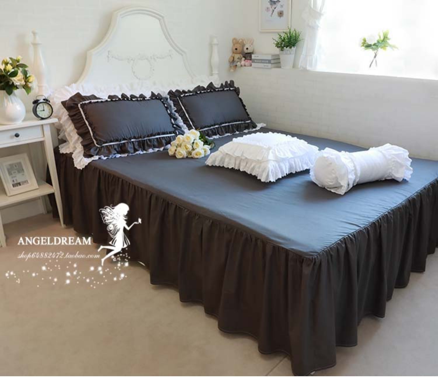 Nhập khẩu Châu Âu và Hoa Kỳ Quý ông Hàn Quốc màu xám xám giường màu xanh bông gối mới - Gối trường hợp gối nằm cao su non