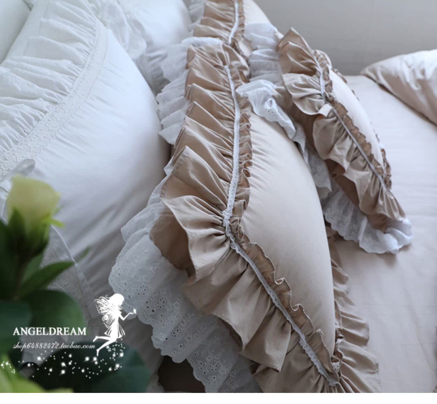 Hàn Quốc nhập khẩu! Xù Sasa tay beading gối lớp bông ren hoa - Gối trường hợp gối nằm cao su non