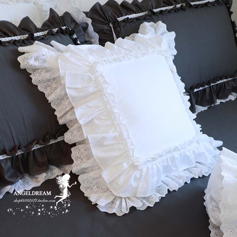 South Korea Imports Supervalue New Lotus Leaf Lace White Gon Satin Pure Cotton Back Cushion Sleeve Hug Pillow Cover
