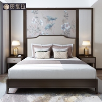 Solid wood bed modern simplicity New Chinese style 1 8 m Double beds light extravagant master bedroom with upscale wedding bed 1 5 m Minjuku furniture