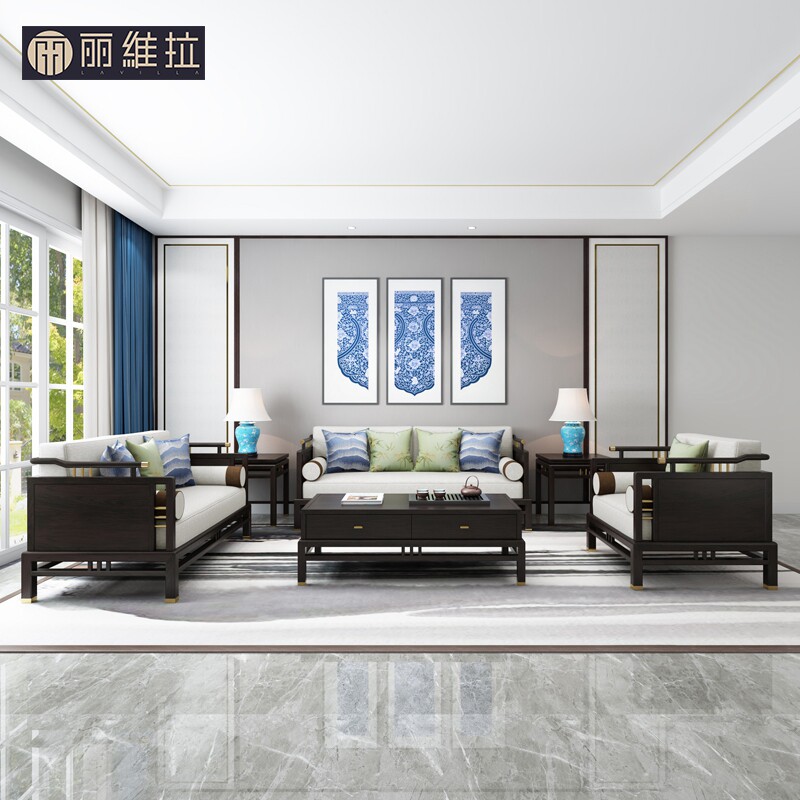 New Chinese sofa Solid wood Guido Bu Art Sofa Villa Living Room Light Extravagant High-end China Wind Mortise All House Furniture