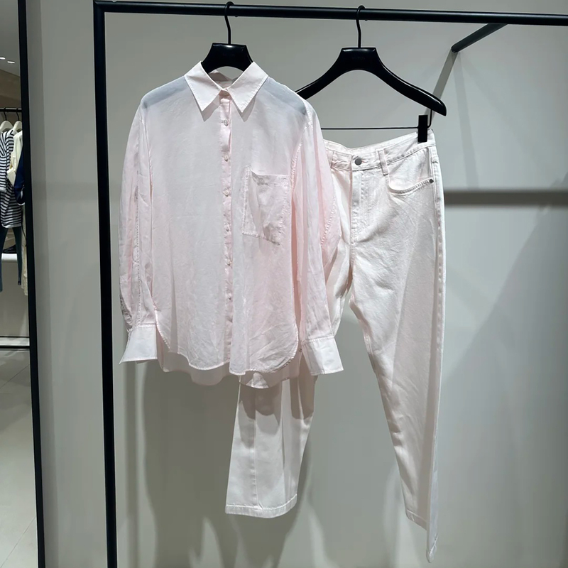 Shenzhen Nanyou High-End Women's Clothing 2026 Summer New Style Lazy Style Pink Long-Sleeved Shirt Women's Loose Lapel Top