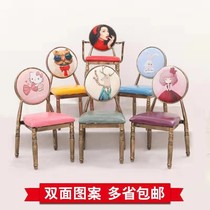 Nail chair European retro dining chair creative backrest stool wrought iron makeup chair cafe milk tea shop table and chair