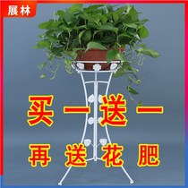 (Two sets) European thick iron flower stand multi-layer living room floor balcony folding flower stand green flower shelf
